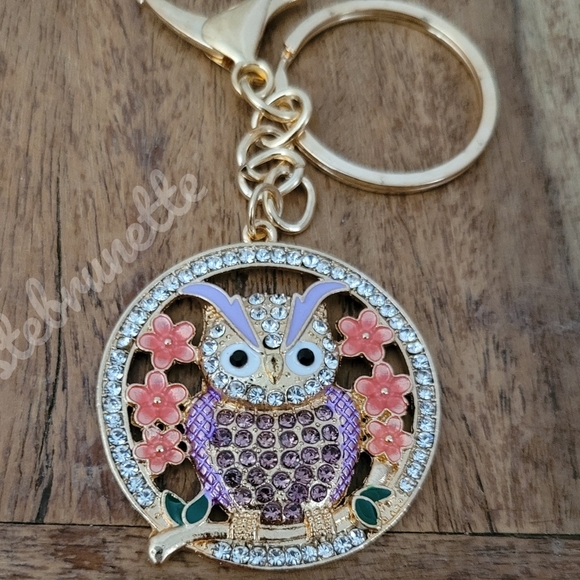 2/$20 Boho Owl Crystal Rhinestone Keychain Bag Charm - Picture 1 of 4